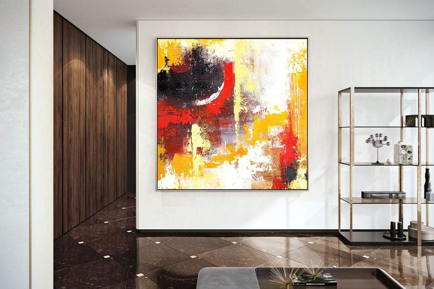 white yellow wall art